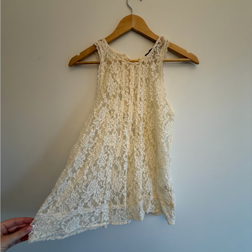 American Eagle Outfitters Ivory Lace Top